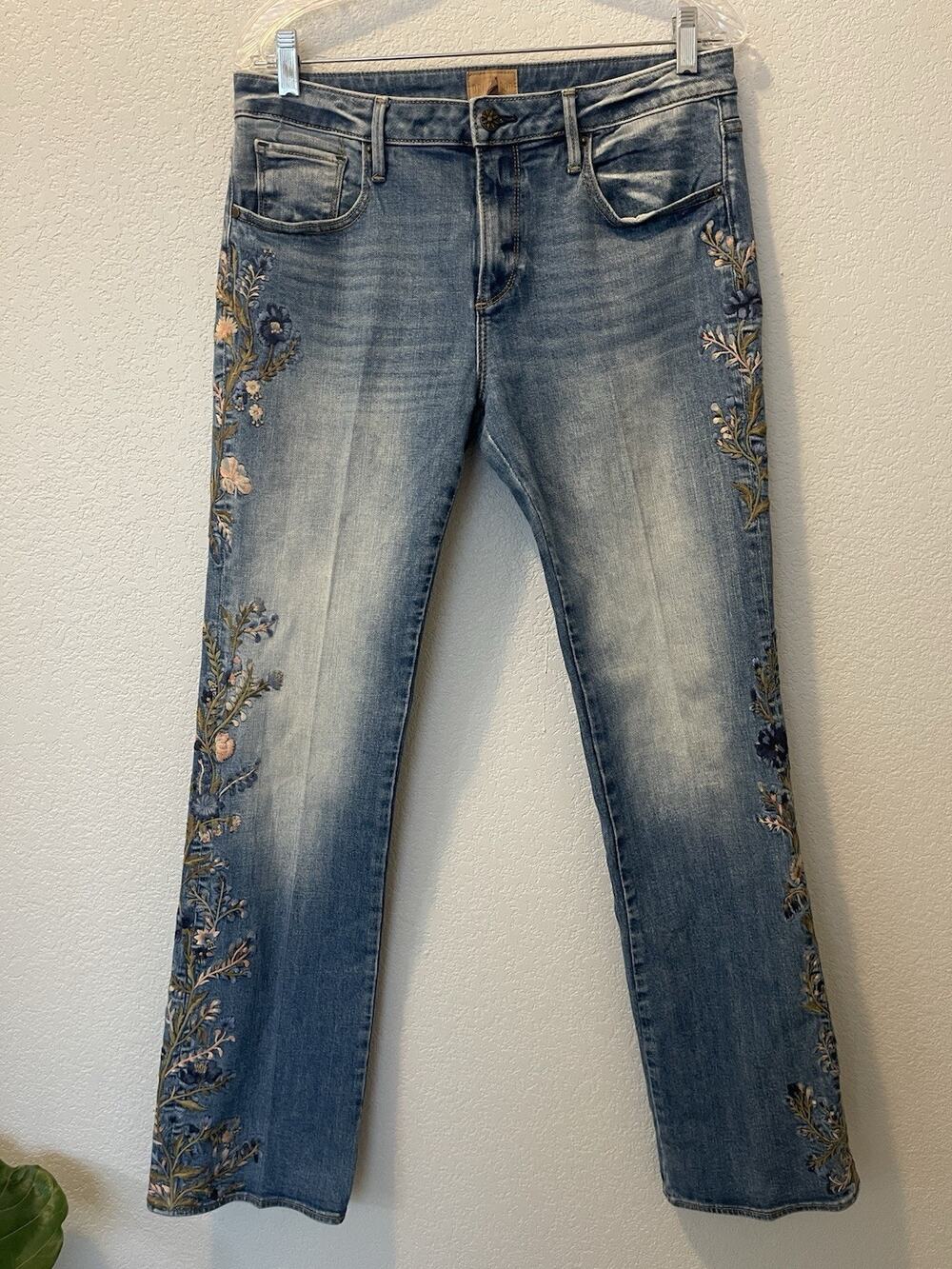 Driftwood Kelly Jeans Women's Size 31x33 Blue Embroidered Floral